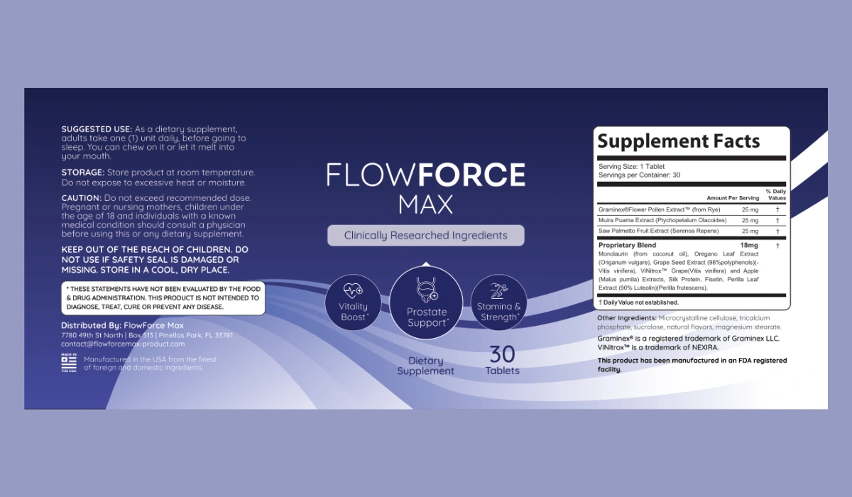 FlowForce Max  Supplement Facts