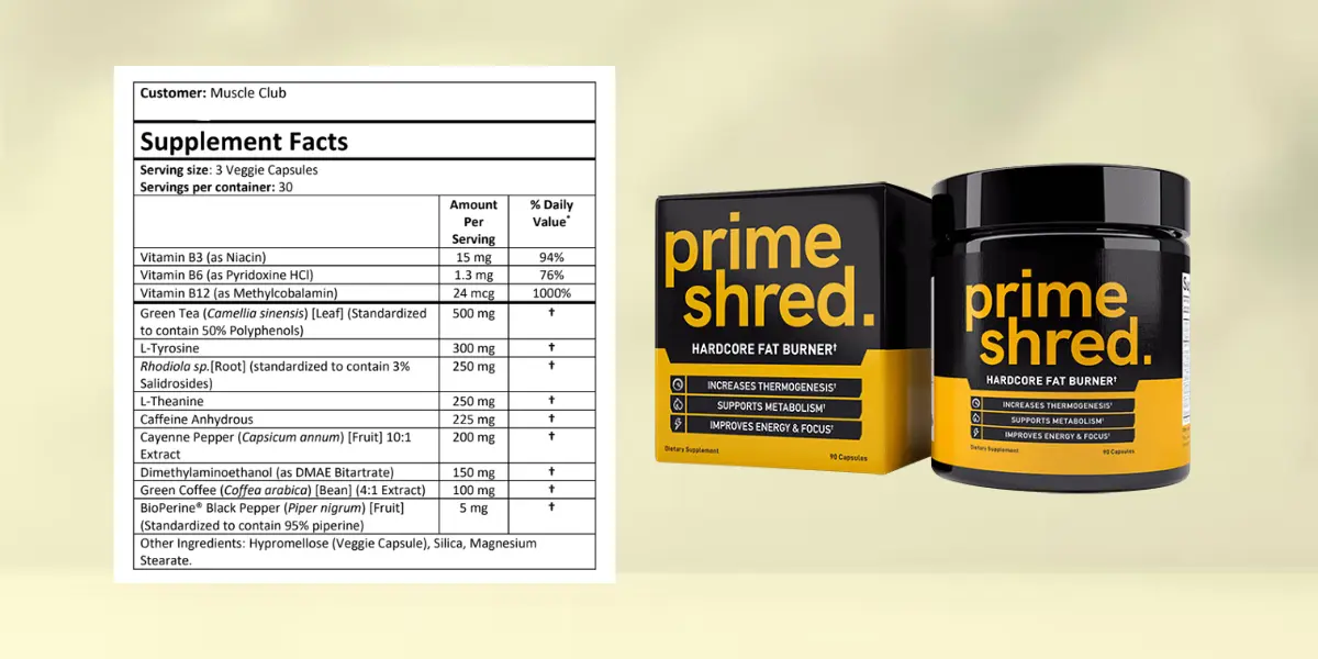 PrimeShed Supplement Label