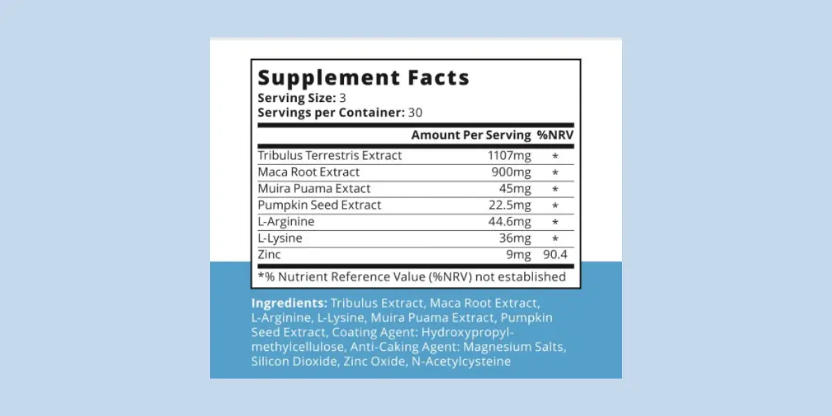  Semenoll Supplement Facts
