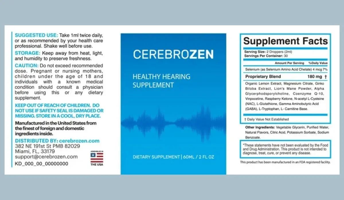 CerebroZen Supplement Facts